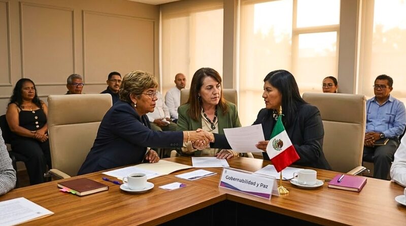 Margarita González Saravia y Rocío Bárcena Molina se reúnen con el Cabildo de Atlatlahucan para reforzar la paz social y el trabajo conjunto.