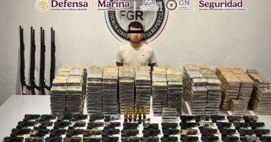 Dos acciones simultáneas en Sonora y Chiapas: detienen a Isai “N” con orden de extradición y aseguran 687 kg de cocaína, 151 armas y granadas.