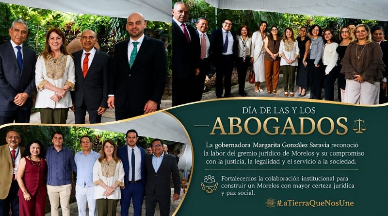 En el Día de las y los Abogados, la gobernadora Margarita González Saravia destacó el compromiso del gremio jurídico con la legalidad y la paz.
