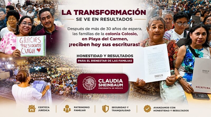 Después de más de tres décadas de espera, habitantes de la colonia Colosio reciben sus escrituras y consolidan la certeza jurídica de su patrimonio.