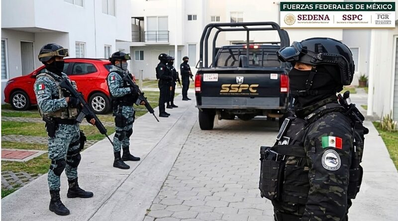 En una operación conjunta durante la visita presidencial, fuerzas federales y estatales ejecutan cateos en tres municipios, deteniendo a seis presuntos integrantes del grupo delictivo dedicado a la extorsión y narcomenudeo.