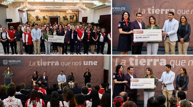 La institución recibió un respaldo de un millón de pesos para reforzar la atención de emergencias y continuar su labor humanitaria en Morelos.